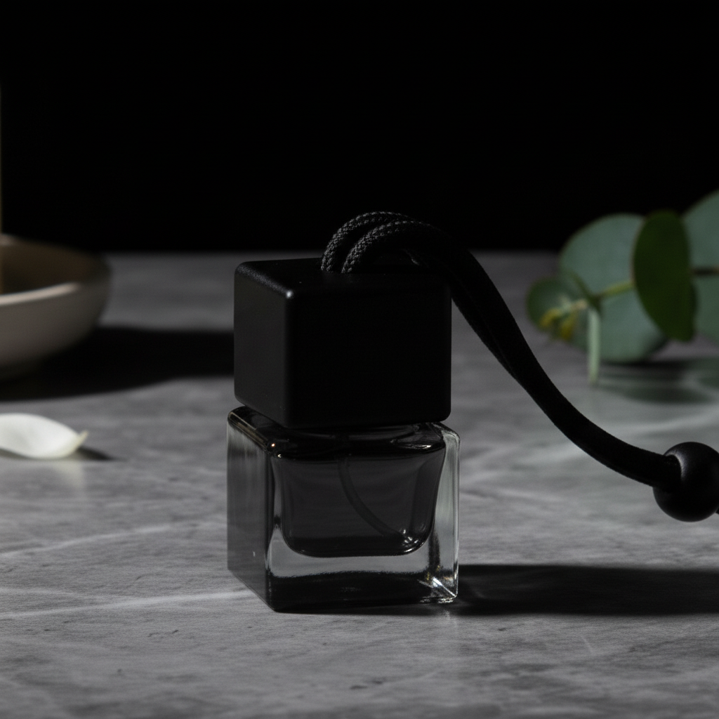 Black Square Air Freshener Close Up