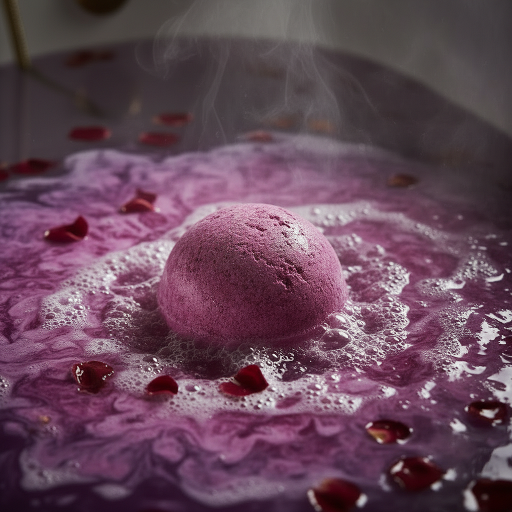 Bath bomb fizzing and dissolving in water